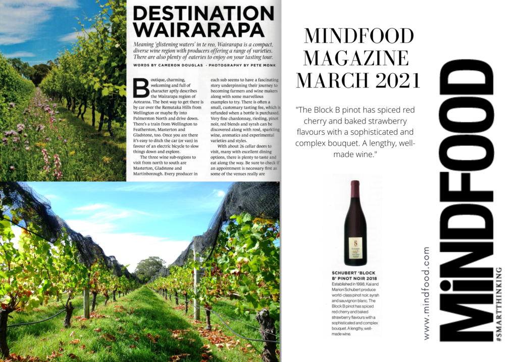 Mindfood Magazine March 2021 featuring our Block B Pinot ...